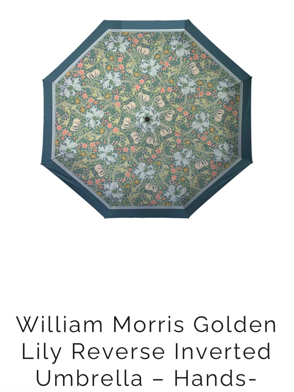 William Morris Golden Lily Reverse Umbrella - Teal Floral